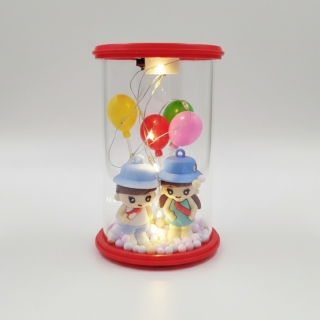 Figurine décorative en verre pour couple avec lumière