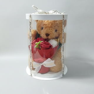 Coffret cadeau Ours en peluche avec bouquet de fleurs