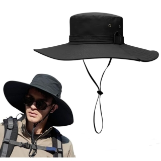 Chapeau De Soleil Pliable à Large Bord Avec Protection UV Unisexe Noir