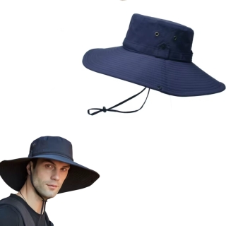 Chapeau De Soleil Pliable à Large Bord Avec Protection UV Unisexe Bleu