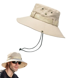 Chapeau De Seau Unisexe Protection Solaire Extérieure Pliable Beige Clair