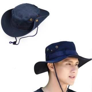 Chapeau De Seau Unisexe Protection Solaire Extérieure Pliable Bleu