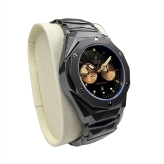 Montre Hublot Pour Homme Acier Inoxydable Noir et Doré