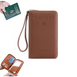 Étui De Passeport Mignon Pour Femmes et Hommes - Étanche - Blocage RFID - Maron