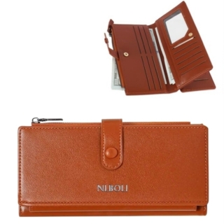 Portefeuille Pour Femme Avec Porte-Monnaie Cuir Multifonctionnel Marron clair