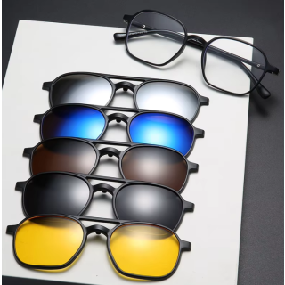 Lunettes 6 en 1 Unisexe à Clip On Magnétique Polarisées 2307