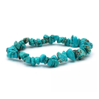 Bracelet En Pierres Chips Turquoise Bleu Turquoise