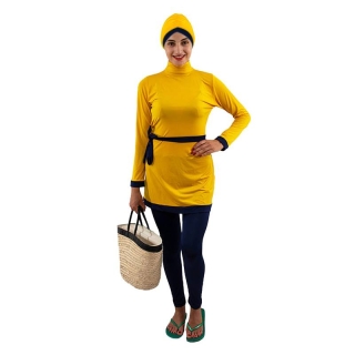 Maillot de bain femme Hijab 4 pièces Jaune