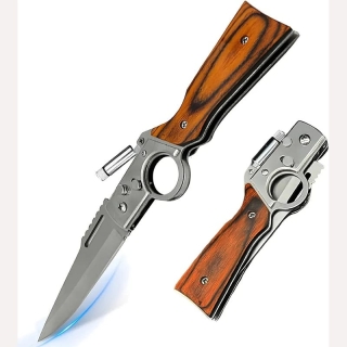 Couteau Pliant Portable Multifonction Avec Torche et Pochette Pour Bricolage et Camping