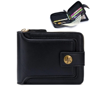 Portefeuille Classique en Cuir PU Noir