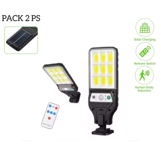 Pack De 2 Lampadaire Solaire Extérieur Détecteur de Mouvement 3 Modes Étanche Télécommande