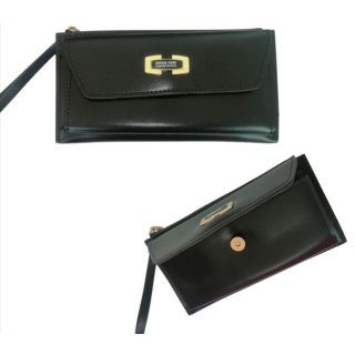 Portefeuille Femme Cuir Cire Huile Noir