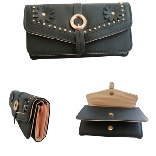 Portefeuille en Cuir Personnalisé 3 en 1 Noir