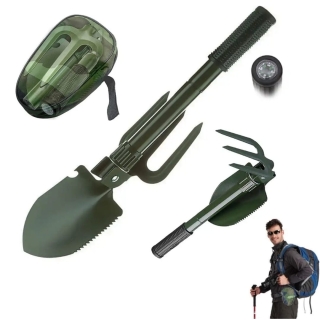 Pelle Pioche De Camping Pliante Avec Boussole Et Étui