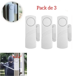 Pack De 3 Capteurs D'alarme D'ouverture De Porte et de Fenêtre Sans Fil