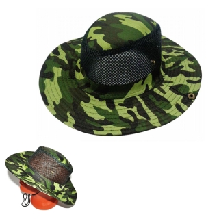 Chapeau De Soleil Camouflage Avec Cordon De Serrage Unisexe