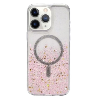 Coque Silicone pour iPhone 15 Pro Max Dégradé Glitter MagSafe Rose Dégradé