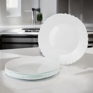 6 assiettes creuses vintage de couleur en verre trempé Vereco France - Début de Série