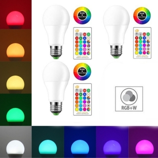 Lot de 3 Lampes LED RGB 16 Couleurs Avec Commande 7W