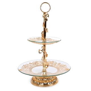 Présentoir à Gâteau 2 Étages Forme Ronde 42 cm