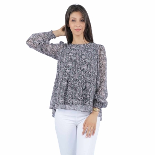 Chemise femme à fleur - Noir