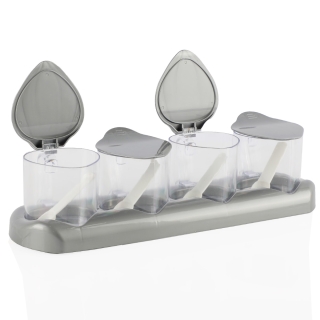 Lot de 4 boîtes a épices en plastique avec support MAX PLAST