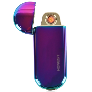 Briquet USB Electrique Gris Rechargeable Sans Flamme Anti-Vent - HONEST