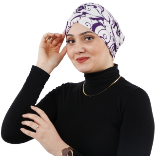 Turban en bisou brillant Blanc et Violet