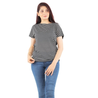 Pull à manche courte femme - Rayé