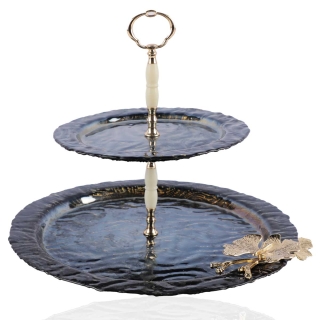 Porte-biscuits En verre 2 étages