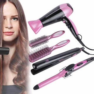 Sèche Cheveux + Lisseur + Fer à friser + 2 brosses