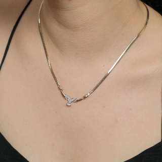 Collier Chaîne Or Plaqué Art Nouveau – Maille Anglaise, Pendentif Cœur Et Cheval, Vintage