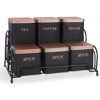 Set de 6 Pots à Épices En Métal Avec Support