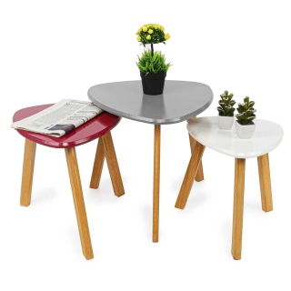 Série de 3 Tables Basses en Bois Laqué