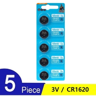 Lot de 5 Piles Vinnic CR1620 3V Pile Bouton au Lithium