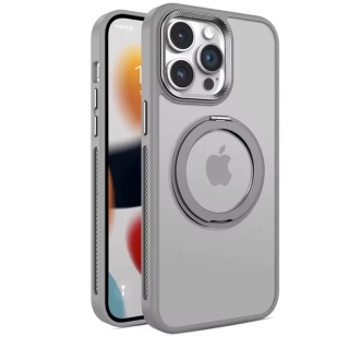 Coque pour iPhone 11 GRIS Avec Support Rotatif et Pliable en Métal