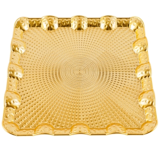 Plateau de service doré en plastique 24 x 24 cm