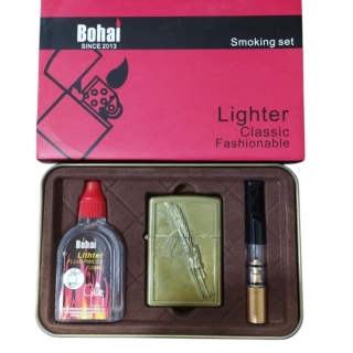Coffret Briquet De Luxe Métallique Avec Filtre à Cigarette à Tabac Réutilisable Et Recharge De Liquide