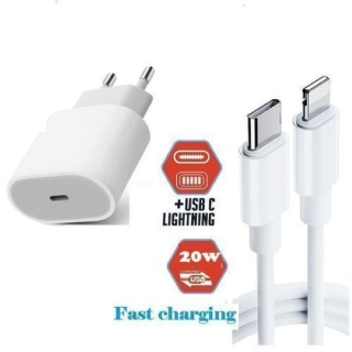 Chargeur rapide 20W USB-C PD Compatible pour iPhone avec Câble USB-C vers Lightning