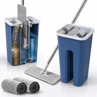 Vadrouille Balai de Nettoyage Bleue Pliable Avec Seau MOP