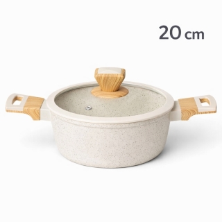 SIZAR Marmite en Granite 20 cm – Beige – Modèle HK433