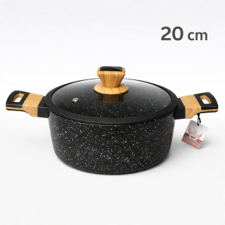 SIZAR Marmite en Granite 20 cm – Noir – Modèle HK433