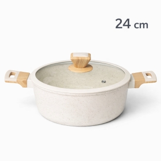 SIZAR Marmite en Granite 24 cm – Beige – Modèle HK435