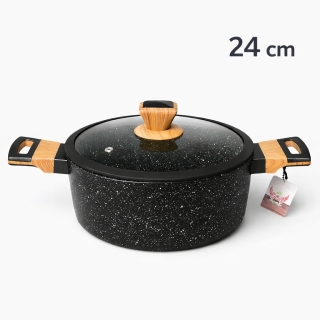 SIZAR Marmite en Granite 24 cm – Noir – Modèle HK435