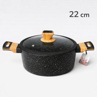 SIZAR Marmite en Granite 22 cm – Noir – Modèle HK434