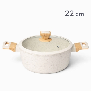 SIZAR Marmite en Granite 22 cm – Beige – Modèle HK434