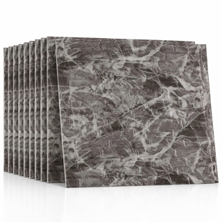 Pack de 10 Panneaux Muraux 3D Effet Marbre Gris avec Veines Blanches 70 × 77 cm – Anti-Humidité