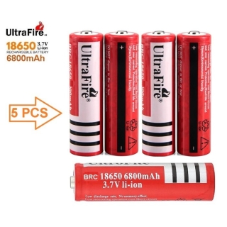 Lot de 5 Piles Rechargeables 3.7V/18650/6800mAh Ultra Fire
