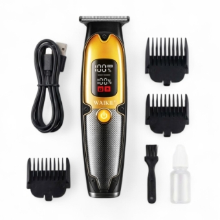 WAIKIL WL-657 Tondeuse Professionnelle Sans Fil Rechargeable – Écran display 6000-7000 RPM , T Blade-Jaune