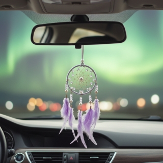 Dream Catcher Violet Avec Plumes Douces et Perles